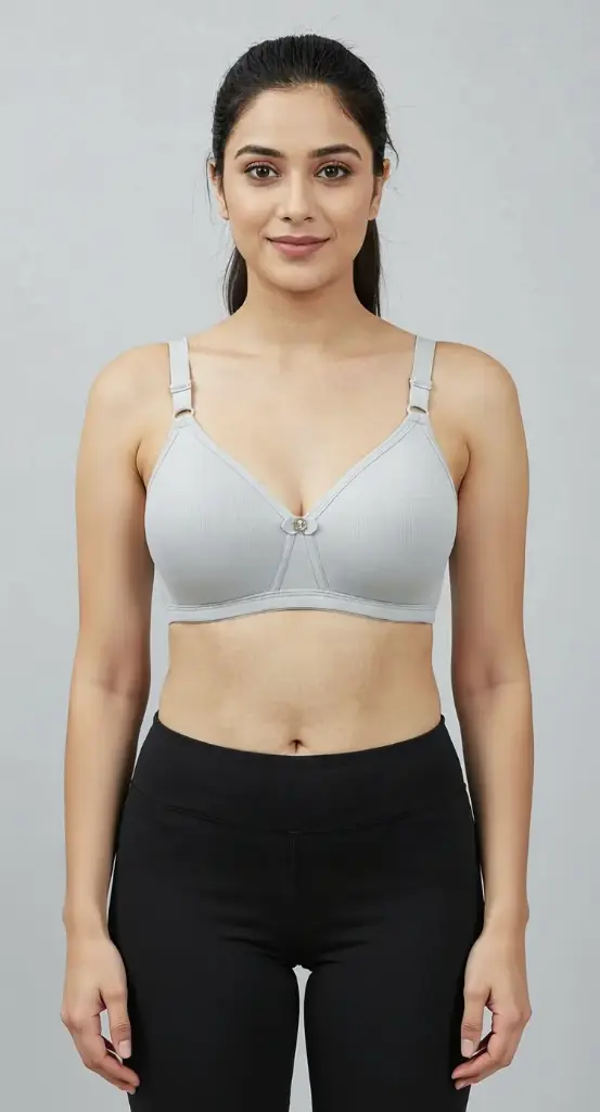 Women’s Everyday Bra | Non-Wired Full Coverage Daily Wear Bra | Comfortable Cotton T-Shirt Bra (Grey, 34)